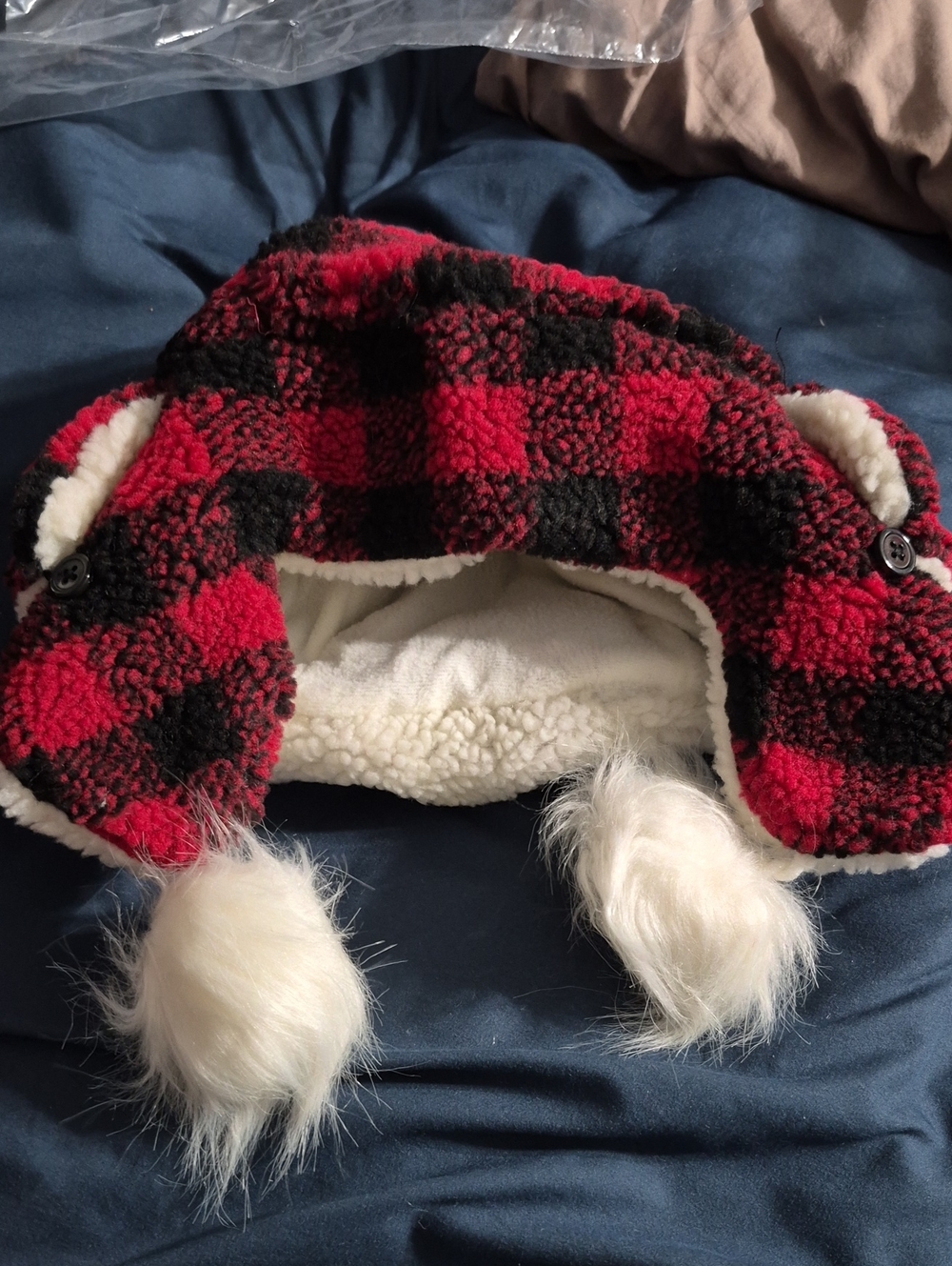 The Children's Place Red & Black Buffalo Plaid Faux-Sherpa Trapper Hat